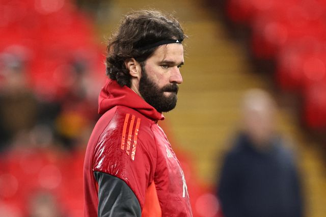 Liverpool goalkeeper Alisson Becker in the pregame warmup session during the Emirates FA Cup Third Round match Liverpool vs Barnsley at Anfield, Liverpool, United Kingdom, 12th January 2026

(Photo by Alfie Cosgrove/News Images)