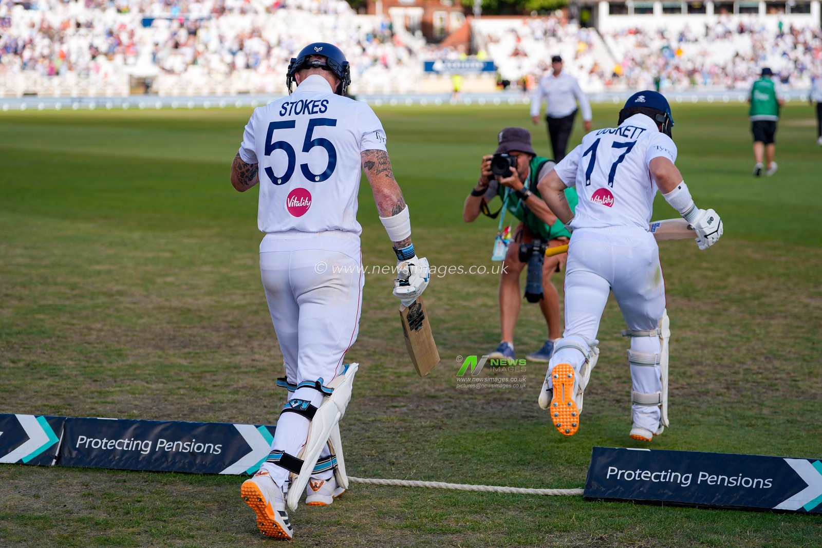 England captain Ben Stokes walks out to bat for the final time as an England player during the 3rd Rothesay Test Match Day 4 match England vs New Zealand at Trent Bridge, Nottingham, United Kingdom on 28 June 2026

(Photo by Maynard Manyowa/News Images)