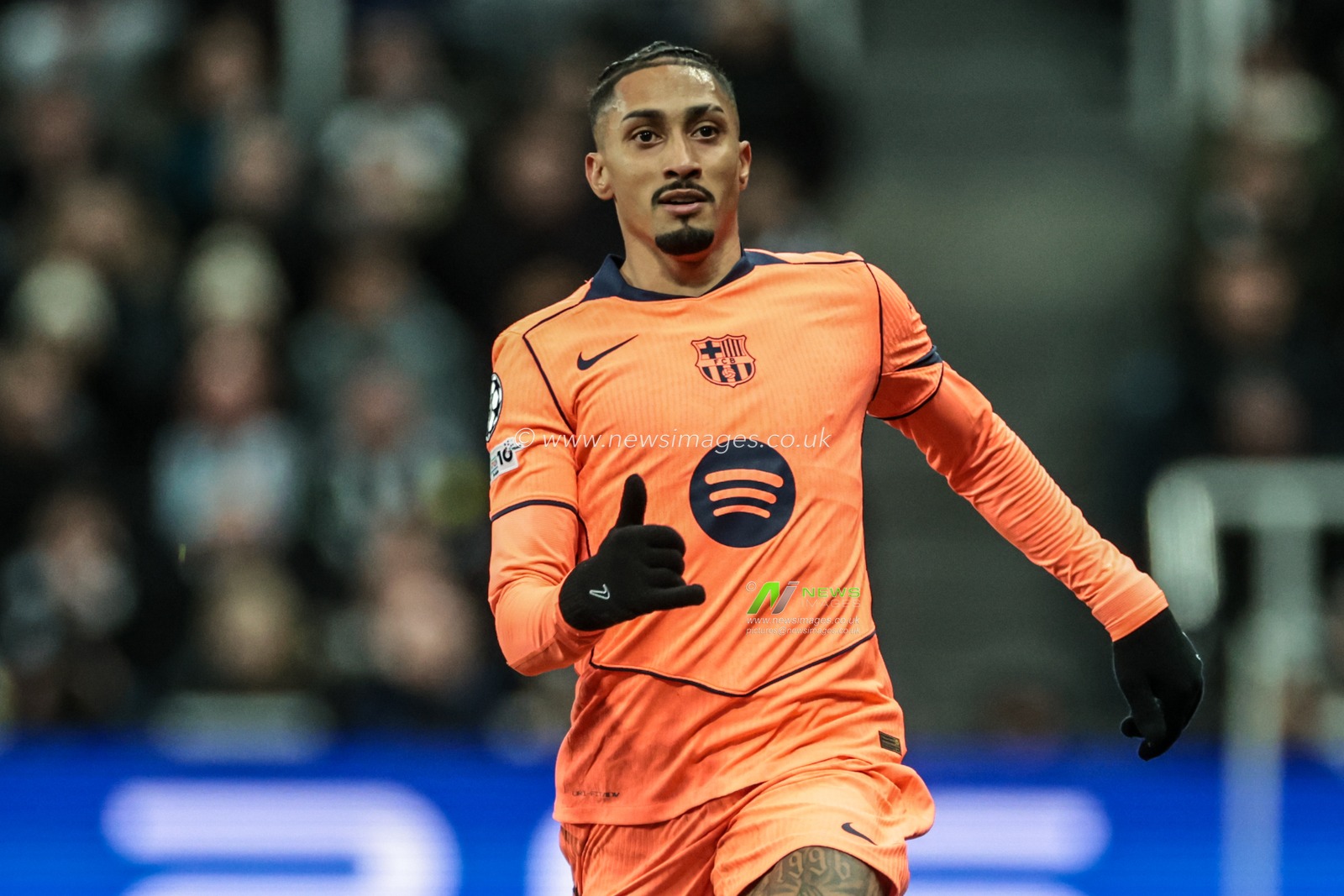 Raphinha of Barcelona in action during the UEFA Champions League Last 16 match Newcastle Untied vs Barcelona at St. James's Park, Newcastle, United Kingdom on 10 March 2026

(Photo by Mark Cosgrove/News Images)