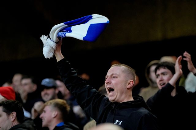 Blackburn fans celebrate Yuki Ohashi of Blackburn Rovers scoring his goal to make it  0-1 during the Sky Bet Championship match Sheffield United vs Blackburn Rovers at Bramall Lane, Sheffield, United Kingdom on 22 April 2026

(Photo by Maynard Manyowa/News Images)