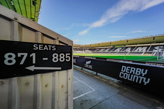 A general view of the pitch and stands during the Sky Bet Championship match Derby County vs Stoke City at Pride Park Stadium, Derby, United Kingdom on 06 April 2026

(Photo by Maynard Manyowa/News Images)