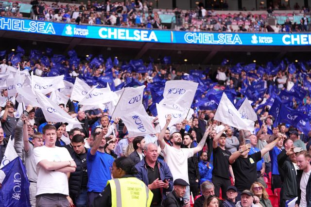Chelsea fans ahead of kick off during the Emirates FA Cup Semi-Final match Chelsea vs Leeds United at Wembley Stadium, London, United Kingdom on 26 April 2026

(Photo by Harvey Murphy/News Images)