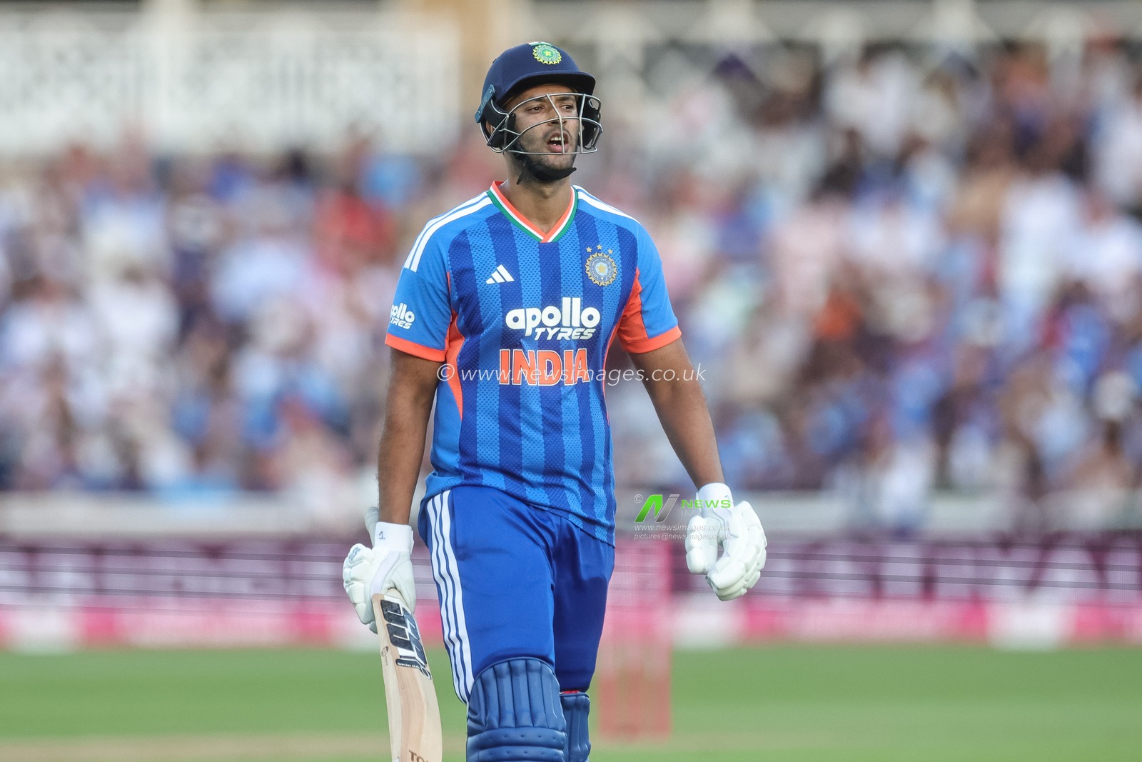 Shivam Dube of India leaves the field of play after being dismissed during the Third Vitality T20 International match England vs India at Trent Bridge, Nottingham, United Kingdom on 07 July 2026

(Photo by Mark Cosgrove/News Images)