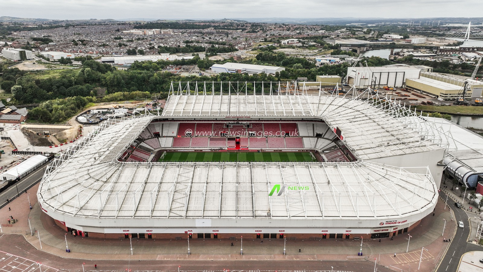 An aerial view of the Stadium Of Light ahead of the Premier League match Sunderland vs West Ham United at Stadium Of Light, Sunderland, United Kingdom, 16th August 2025

(Photo by Alfie Cosgrove/News Images)