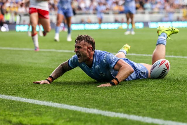 Chris Hankinson of Leeds Rhinos goes over for a try during the Betfred Super League round 16 match Leeds Rhinos vs Hull KR at AMT Headingley Stadium, Leeds, United Kingdom on 26 June 2026

(Photo by Alfie Cosgrove/News Images)