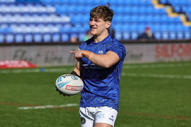 Leon Hayes of Warrington Wolves in the pre-game warm up during the Betfred Challenge Cup round 4 match Goole Vikings vs Warrington Wolves at The Halliwell Jones Stadium, Warrington, United Kingdom on 14 March 2026

(Photo by Mark Cosgrove/News Images)