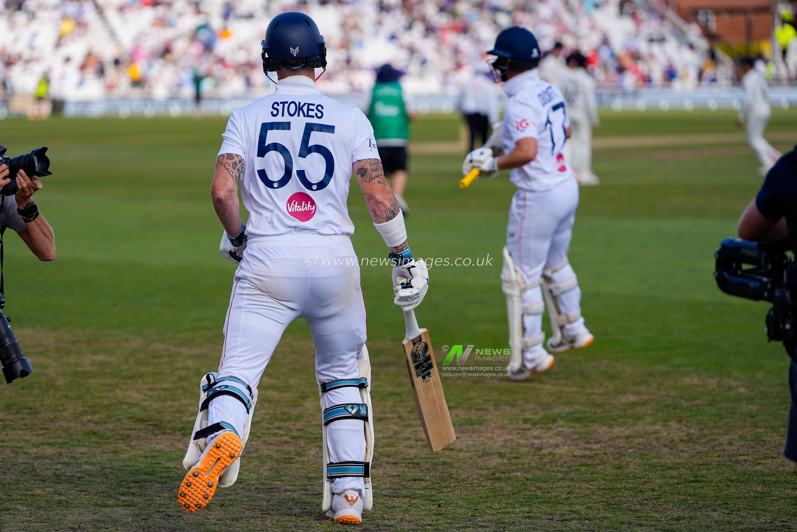 England captain Ben Stokes walks out to bat for the final time as an England player during the 3rd Rothesay Test Match Day 4 match England vs New Zealand at Trent Bridge, Nottingham, United Kingdom on 28 June 2026

(Photo by Maynard Manyowa/News Images)