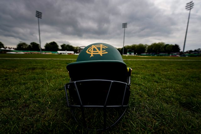 A Nottinghamshire helmet during the County Championship Division One day 3 Leicestershire vs Nottinghamshire at Grace Road, Leicester, United Kingdom on 03 May 2026

(Photo by Maynard Manyowa/News Images)