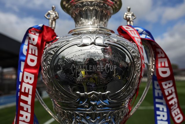 The Challenge Cup Trophy on display during the Betfred Challenge Cup Quarter Final match Wakefield Trinity vs Wigan Warriors at DIY Kitchens Stadium, Wakefield, United Kingdom on 12 April 2026

(Photo by Mark Cosgrove/News Images)