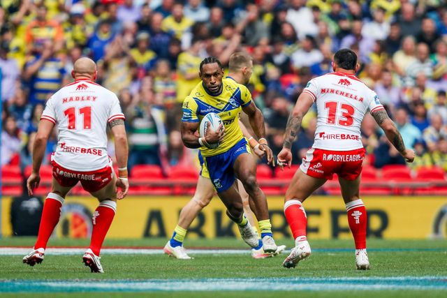 Rodrick Tai of Warrington Wolves runs with the ball during the Betfred Challenge Cup Final Warrington Wolves vs Hull KR at Wembley Stadium, London, United Kingdom, 7th June 2025

(Photo by Izzy Poles/News Images)