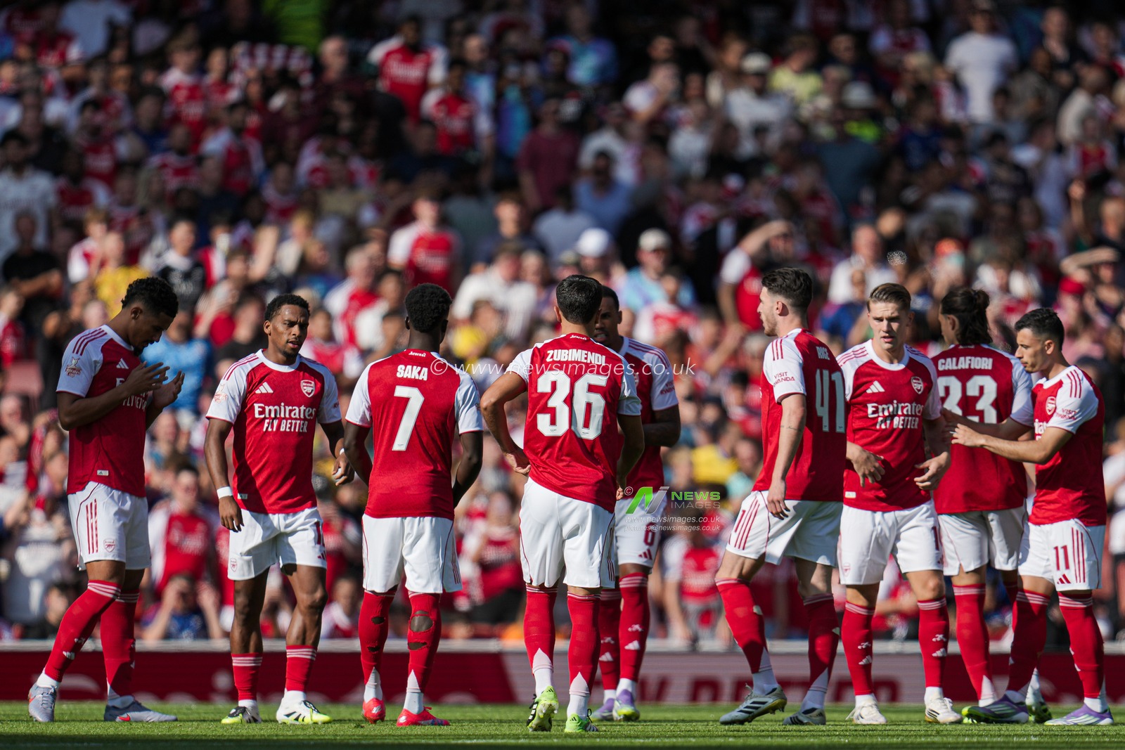 Arsenal players during the Pre-season friendly match Arsenal vs Athletic Bilbao at Emirates Stadium, London, United Kingdom, 9th August 2025

(Photo by Harvey Murphy/News Images)