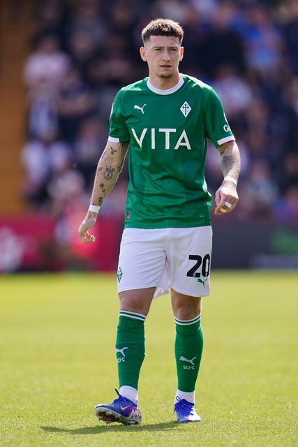 Louie Barry of Stockport County during the Sky Bet League One Playoffs Semi-Final match Stevenage vs Stockport County at Lamex Stadium, Stevenage, United Kingdom on 09 May 2026

(Photo by Harvey Murphy/News Images)