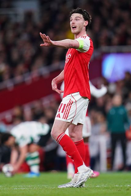 Declan Rice of Arsenal during the UEFA Champions League Quarter Finals match Arsenal vs Sporting CP at Arsenal stadium, London, United Kingdom on 15 April 2026

(Photo by Harvey Murphy/News Images)