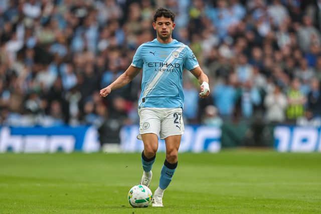 Matheus Nunes of Manchester City runs with the ball during the Carabao Cup Final match Arsenal vs Manchester City at Emirates, London, United Kingdom on 22 March 2026

(Photo by Alfie Cosgrove/News Images)