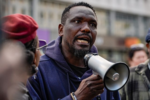 Blessed Mhlanga UK-based as Zimbabweans gather outside the Zimbabwe Embassy in London on 18 April 2026 to protest the Constitution of Zimbabwe Amendment (No. 3) Bill, which critics say would extend President Mnangagwa’s rule until 2030 and strip citizens of the direct vote for president.

(Photo by Maynard Manyowa/News Images)