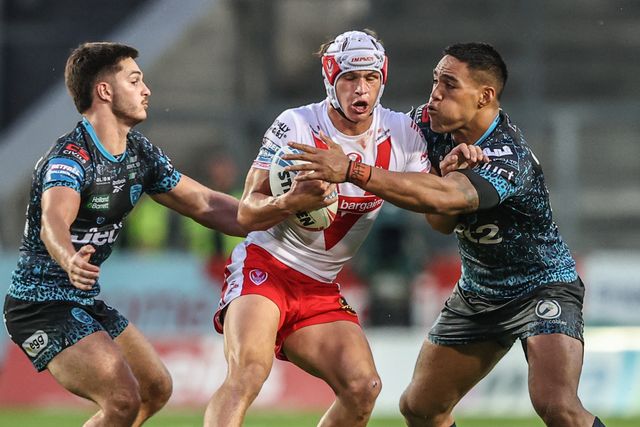 Harry Robertson of St. Helens during the Betfred Super League round 19 match St Helens vs Leigh Leopards at Totally Wicked Stadium, St Helens, United Kingdom, 17th July 2025

(Photo by Alfie Cosgrove/News Images)