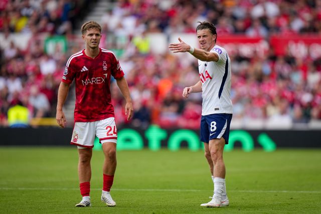 Conor Gallagher of Tottenham Hotspur and James McAtee of Nottingham Forest during the Premier League match Nottingham Forest vs Tottenham Hotspur at City Ground, Nottingham, United Kingdom on 05 September 2026

(Photo by Maynard Manyowa/News Images)
