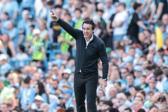 Unai Emery manager of Aston Villa reacts in the technical area during the Premier League match Manchester City vs Aston Villa at Etihad Stadium, Manchester, United Kingdom on 24 May 2026

(Photo by Mark Cosgrove/News Images)