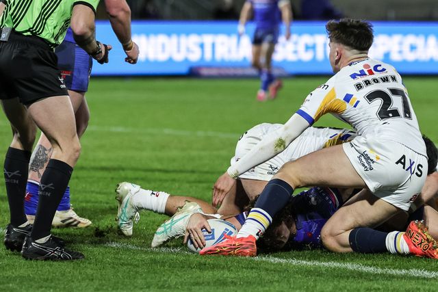 Harvey Smith of Wakefield Trinity goes over for a try during the Betfred Challenge Cup round 4 match Wakefield Trinity vs Leeds Rhinos at DIY Kitchens Stadium, Wakefield, United Kingdom on 13 March 2026

(Photo by Mark Cosgrove/News Images)