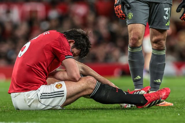 Harry Maguire of Manchester United takes a knock during the Premier League match Manchester United vs Brentford at Old Trafford, Manchester, United Kingdom on 27 April 2026

(Photo by Mark Cosgrove/News Images)
