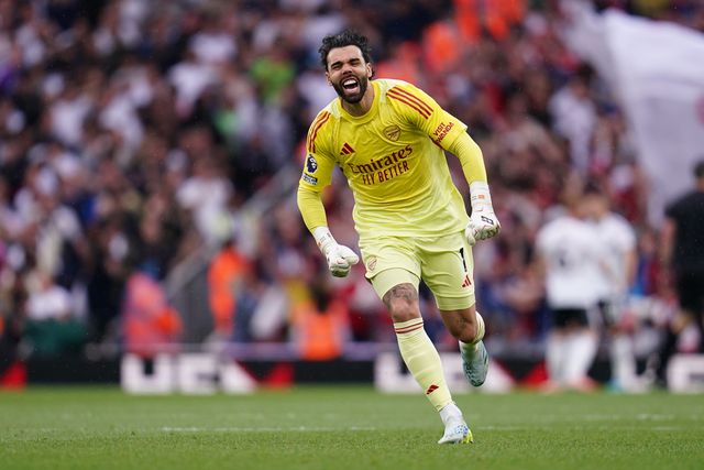 Arsenal goalkeeper David Raya celebrates goal during the Premier League match Arsenal vs Fulham at Emirates, London, United Kingdom on 02 May 2026

(Photo by Harvey Murphy/News Images)