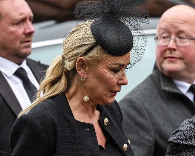 Claire Sweeney leaves the cathedral after there service during Ricky Hatton' Funeral at Manchester Cathedral, Manchester, United Kingdom, 10th October 2025

(Photo by Mark Cosgrove/News Images)