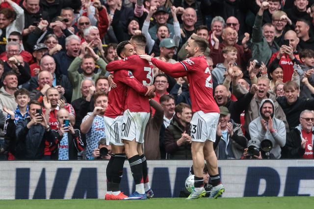 Benjamin Sesko of Manchester United celebrates his goal to make it 2-0 during the Premier League match Manchester United vs Liverpool at Old Trafford, Manchester, United Kingdom on 03 May 2026

(Photo by Mark Cosgrove/News Images)