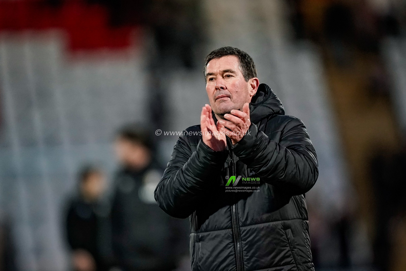 Mansfield Town manager Nigel Clough applauds the fans after the final whistle  during the Sky Bet League 1 match Stevenage vs Mansfield Town at Lamex Stadium, Stevenage, United Kingdom, 24th January 2026

(Photo by Maynard Manyowa/News Images)