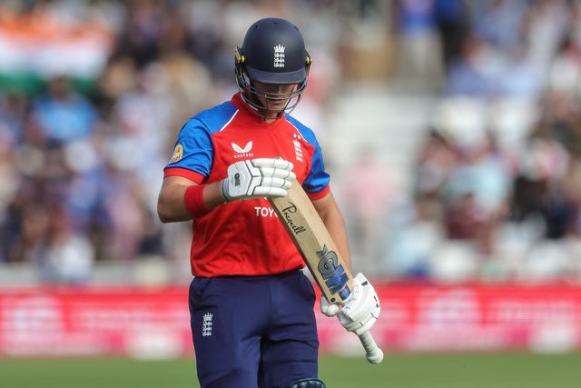 A dejected Jacob Bethell of England leaves the field of play after being dismissed during the Third Vitality T20 International match England vs India at Trent Bridge, Nottingham, United Kingdom on 07 July 2026

(Photo by Mark Cosgrove/News Images)