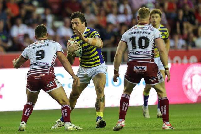 Liam Byrne of Warrington Wolves \a
during the Betfred Super League round 18 match Wigan Warriors vs Warrington Wolves at The Brick Community Stadium, Wigan, United Kingdom on 10 July 2026

(Photo by Mark Cosgrove/News Images)