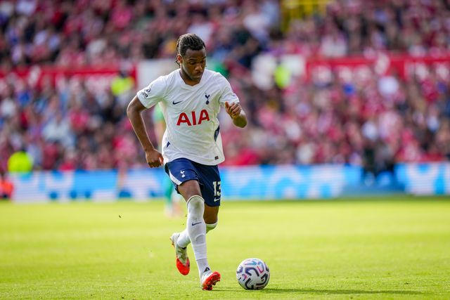 Destiny Udogie of Tottenham Hotspur makes a run with the ball  during the Premier League match Nottingham Forest vs Tottenham Hotspur at City Ground, Nottingham, United Kingdom on 05 September 2026

(Photo by Maynard Manyowa/News Images)