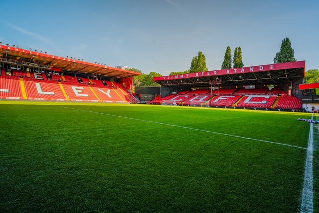 A general view of the pitch and stands during the Nigeria vs Zimbabwe Unity Cup 2026 semi-final match at The Valley in Charlton, London, England on Tuesday, May 26, 2026.