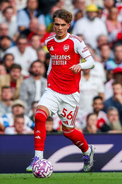 Max Robert Dowman of Arsenal runs with the ball during the Premier League match Arsenal vs Leeds United at Emirates Stadium, London, United Kingdom, 23rd August 2025

(Photo by Izzy Poles/News Images)