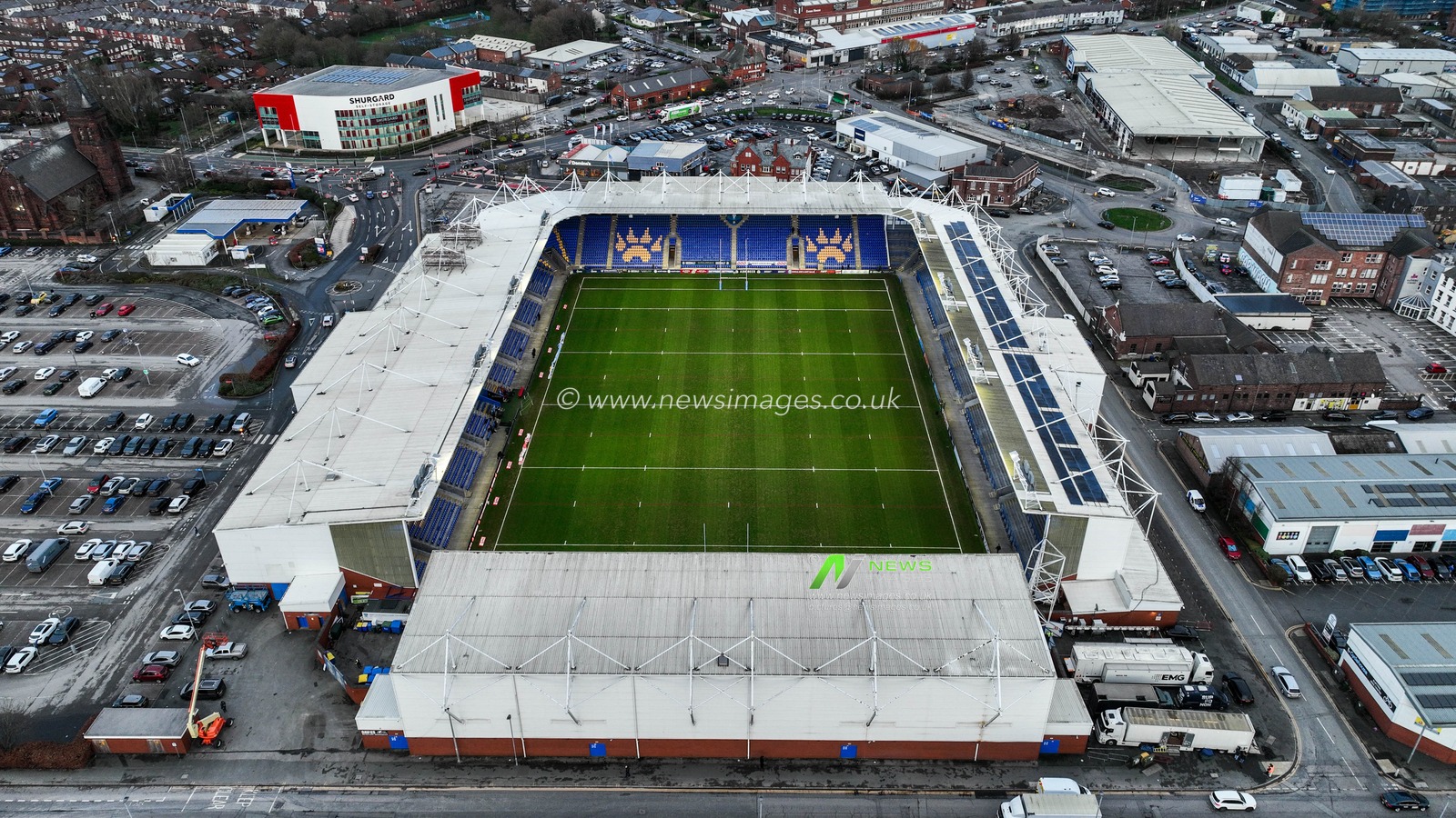 A general view of Halliwell Jones Stadium ahead of the Betfred Super League Round 1 match Warrington Wolves vs St Helens at The Halliwell Jones Stadium, Warrington, United Kingdom on 13 February 2026

(Photo by Alfie Cosgrove/News Images)