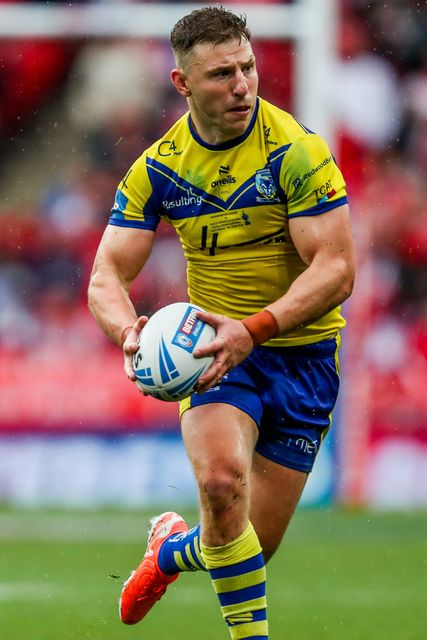 George Williams of Warrington Wolves runs with the ball during the Betfred Challenge Cup Final Warrington Wolves vs Hull KR at Wembley Stadium, London, United Kingdom, 7th June 2025

(Photo by Izzy Poles/News Images)