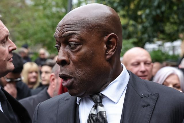 Frank Bruno arrives during Ricky Hatton' Funeral at Manchester Cathedral, Manchester, United Kingdom, 10th October 2025

(Photo by Mark Cosgrove/News Images)