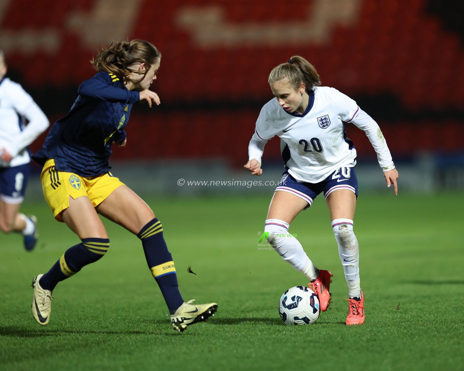 Sarah Brasero of England Women U23 controls the ball during the Women's International Friendly match England Women U23 vs Sweden women U23 at Eco-Power Stadium, Doncaster, United Kingdom, 2nd December 2024

(Photo by Alex Roebuck/News Images)