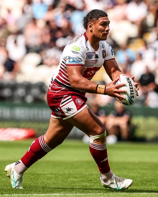 Patrick Mago of Wigan Warriors breaks with the ball during the Betfred Super League round 16 match Hull FC vs Wigan Warriors at MKM Stadium, Hull, United Kingdom on 27 June 2026

(Photo by Alfie Cosgrove/News Images)