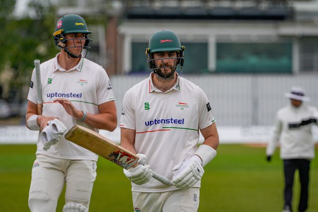 Stephen Eskinazi walks off at lunch after scoring his 100 during the County Championship Division One day 3 Leicestershire vs Nottinghamshire at Grace Road, Leicester, United Kingdom on 03 May 2026

(Photo by Maynard Manyowa/News Images)