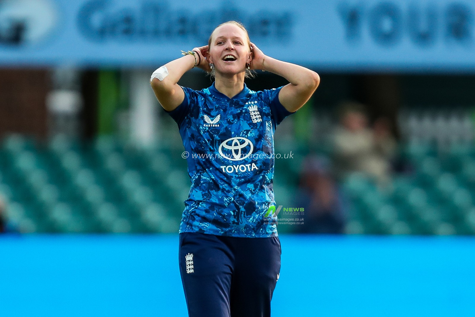Lauren Filer of England Women celebrates after dismissing Jahzara Claxton of West Indies Women during the 2nd Metro Bank ODI Day International England Women v West Indies Women at Uptonsteel County Ground, Leicester, United Kingdom, 4th June 2025

(Photo by Izzy Poles/News Images)