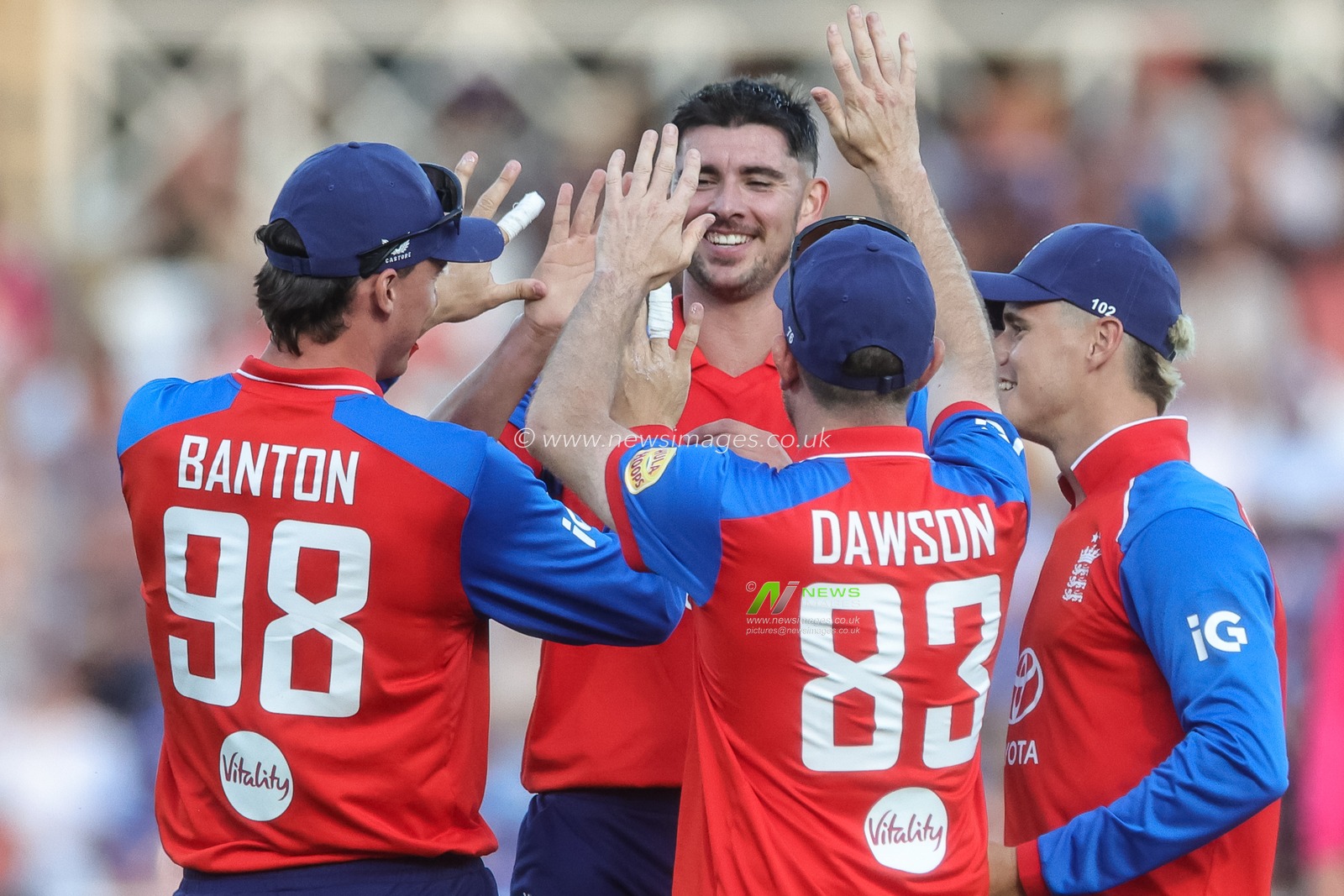 Josh Tongue of England celebrates the wicket of  Harshit Rana of India during the Third Vitality T20 International match England vs India at Trent Bridge, Nottingham, United Kingdom on 07 July 2026

(Photo by Mark Cosgrove/News Images)