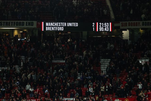 The full time score is 2-1 during the Premier League match Manchester United vs Brentford at Old Trafford, Manchester, United Kingdom on 27 April 2026

(Photo by Mark Cosgrove/News Images)