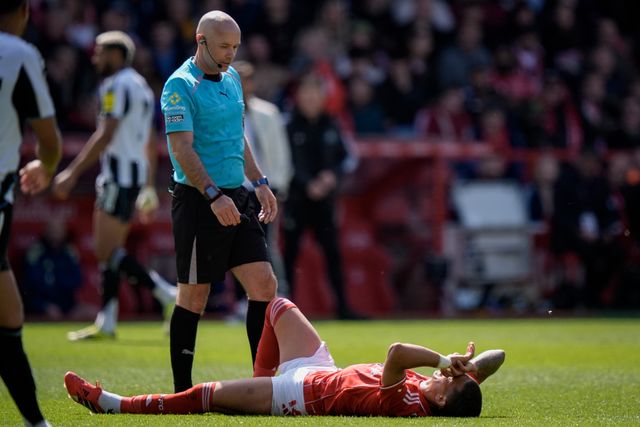 Nicolas Dominguez of Nottingham Forest receives treatment during the Premier League match Nottingham Forest vs Newcastle Untied at City Ground, Nottingham, United Kingdom on 10 May 2026

(Photo by Maynard Manyowa/News Images)