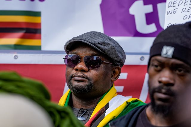 Zimbabweans protest against the proposed constitution amendment at Embassy of Zimbabwe, London, United Kingdom on 18 April 2026

(Photo by Maynard Manyowa/News Images)
