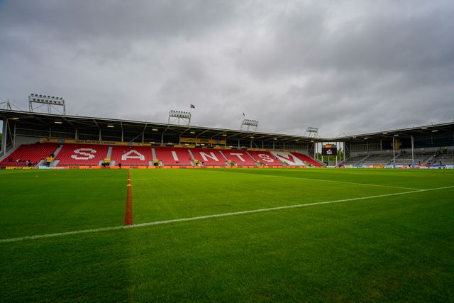 A general view of the pitch before kick off during the Betfred Super League round 14 match St Helens vs Warrington Wolves at The BrewDog Stadium, St Helens, United Kingdom on 11 June 2026

(Photo by Maynard Manyowa/News Images)