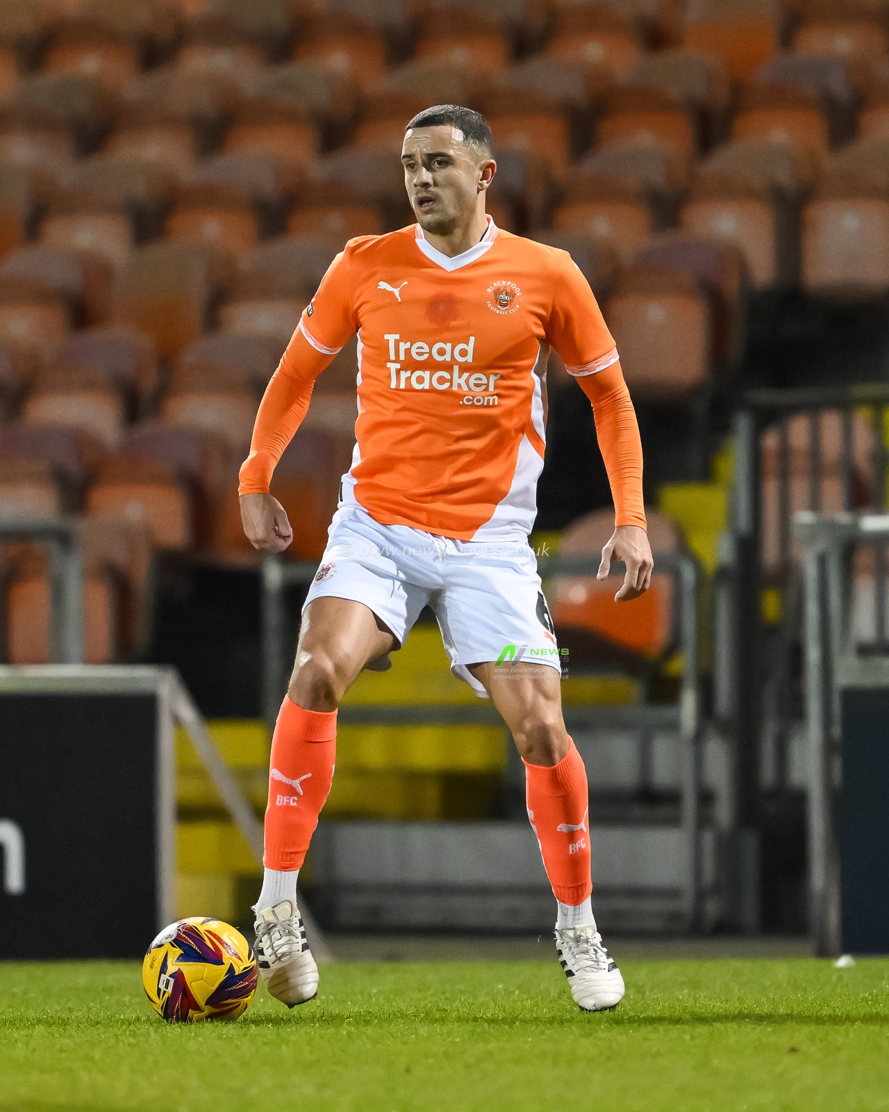 Oliver Norburn of Blackpool in action during the The Vertu Trophy match Blackpool vs Aston Villa U21 at Bloomfield Road, Blackpool, United Kingdom, 17th December 2024

(Photo by Craig Thomas/News Images)