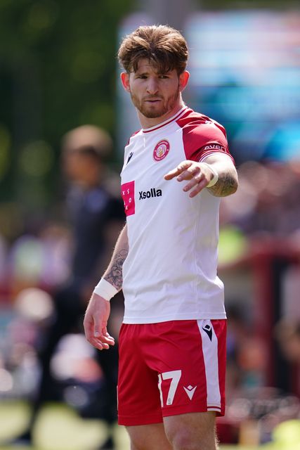 Jasper Pattenden of Stevenage during the Sky Bet League One Playoffs Semi-Final match Stevenage vs Stockport County at Lamex Stadium, Stevenage, United Kingdom on 09 May 2026

(Photo by Harvey Murphy/News Images)