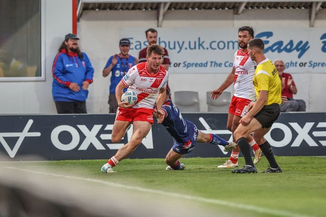 Tom Davies of Hull KR goes over for a try during the Betfred Super League round 16 match Hull KR vs Wakefield Trinity at Sewell Group Craven Park, Kingston upon Hull, United Kingdom, 27th June 2025

(Photo by Alfie Cosgrove/News Images)