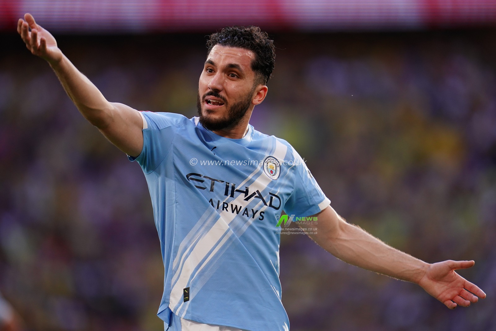 Rayan Cherki of Manchester City tries to lift support during the Emirates FA Cup Semi-Final match Manchester City vs Southampton at Wembley Stadium, London, United Kingdom on 25 April 2026

(Photo by Harvey Murphy/News Images)