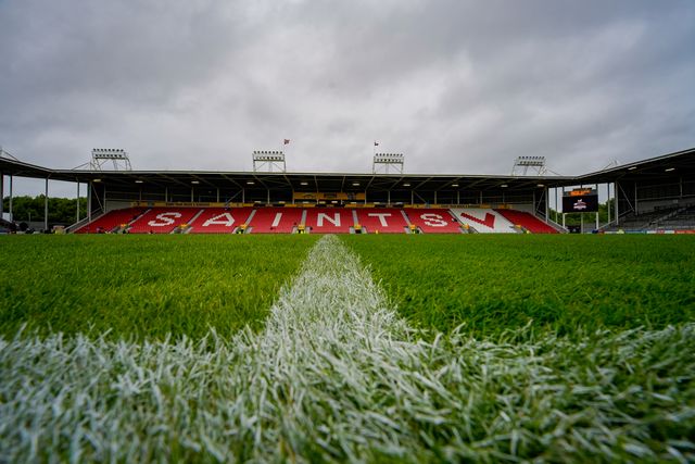 A general view of the pitch before kick off during the Betfred Super League round 14 match St Helens vs Warrington Wolves at The BrewDog Stadium, St Helens, United Kingdom on 11 June 2026

(Photo by Maynard Manyowa/News Images)